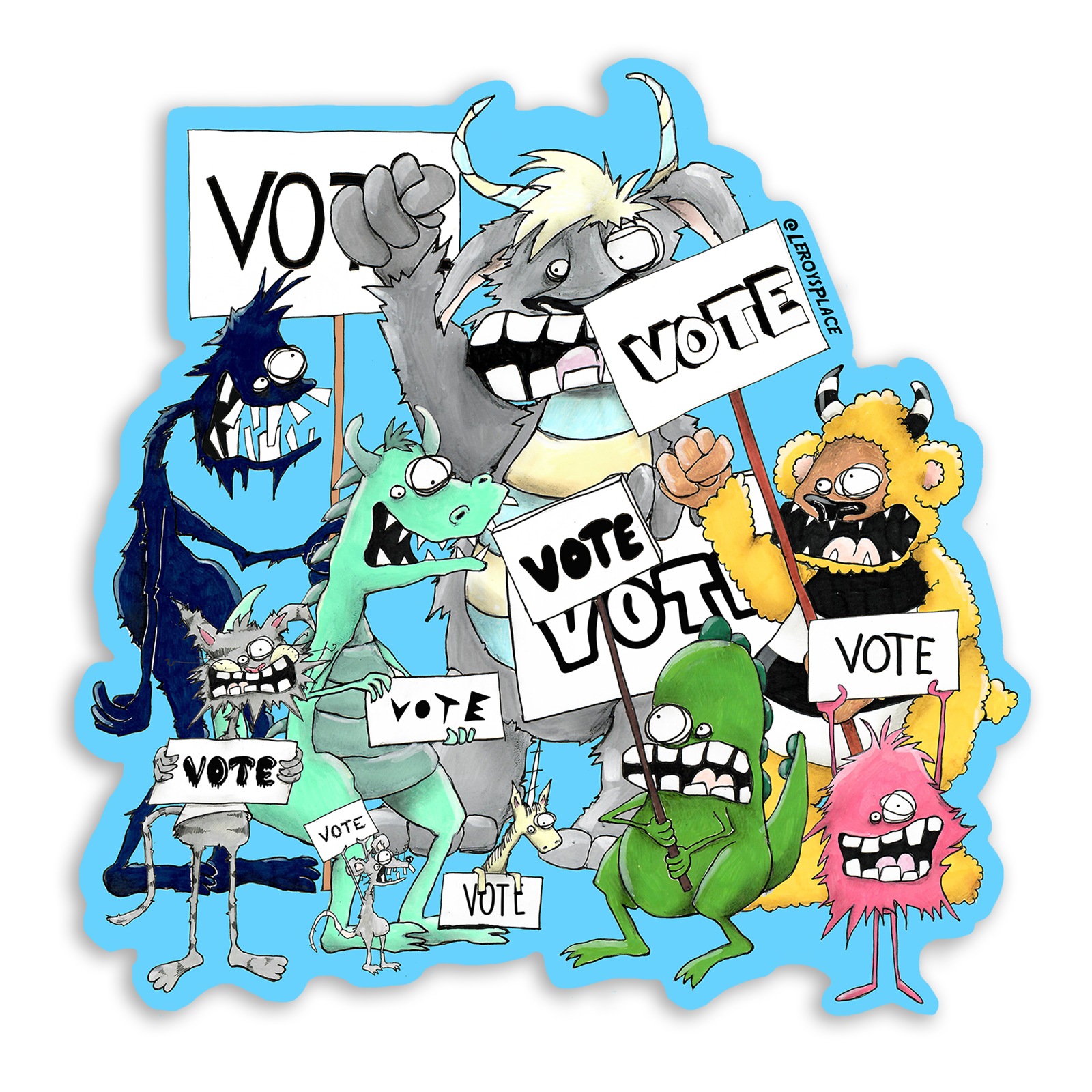 VOTE - Die Cut Monster Sticker – leroysplace