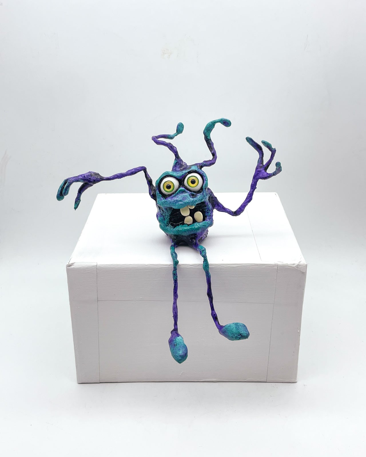 Purple and Blue Shelf Sitter - One of a Kind Monster Sculpture