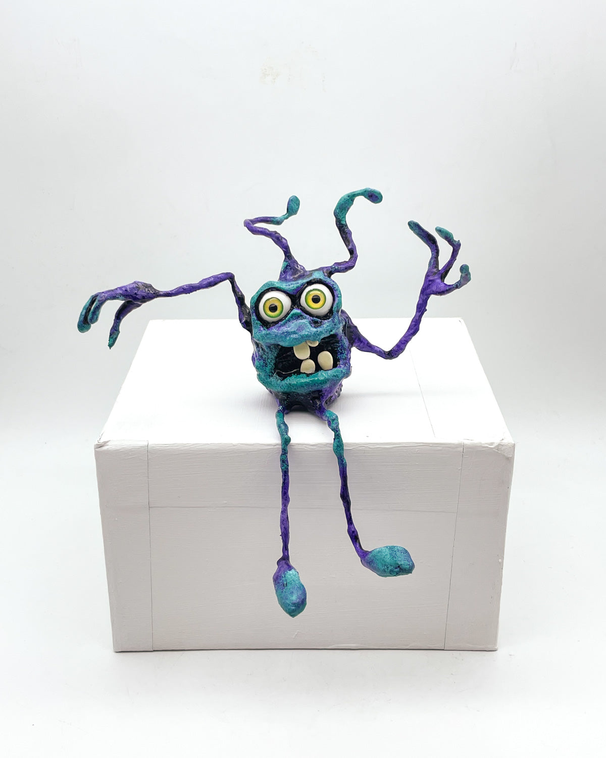 Purple and Blue Shelf Sitter - One of a Kind Monster Sculpture