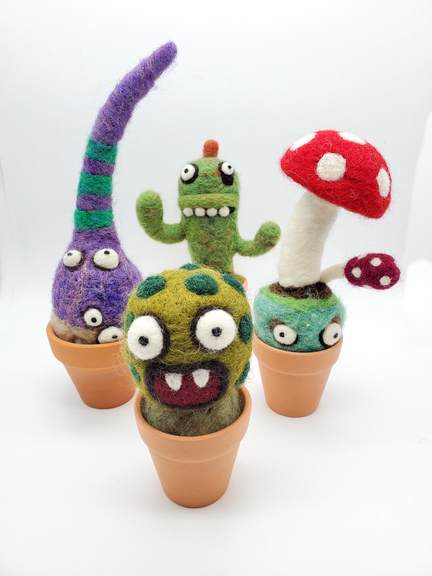 needle felting monsters Purple Onion