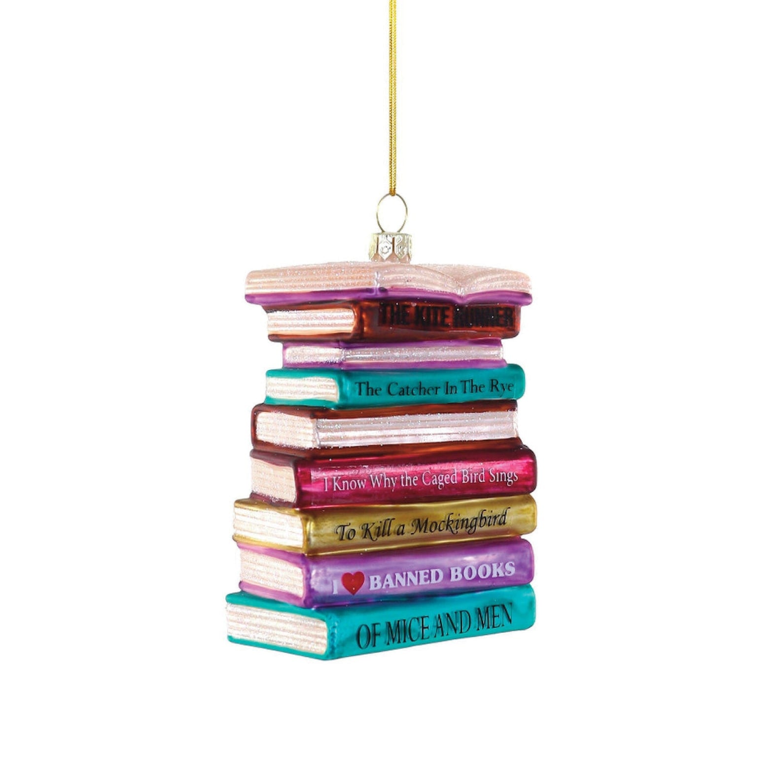 I Love Banned Books - Glass Ornament