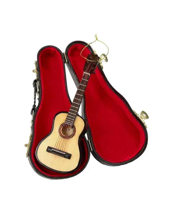 Wood Guitar Ornament with Case