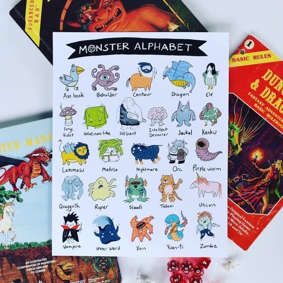 Monster Alphabet - 11 x 14 Print