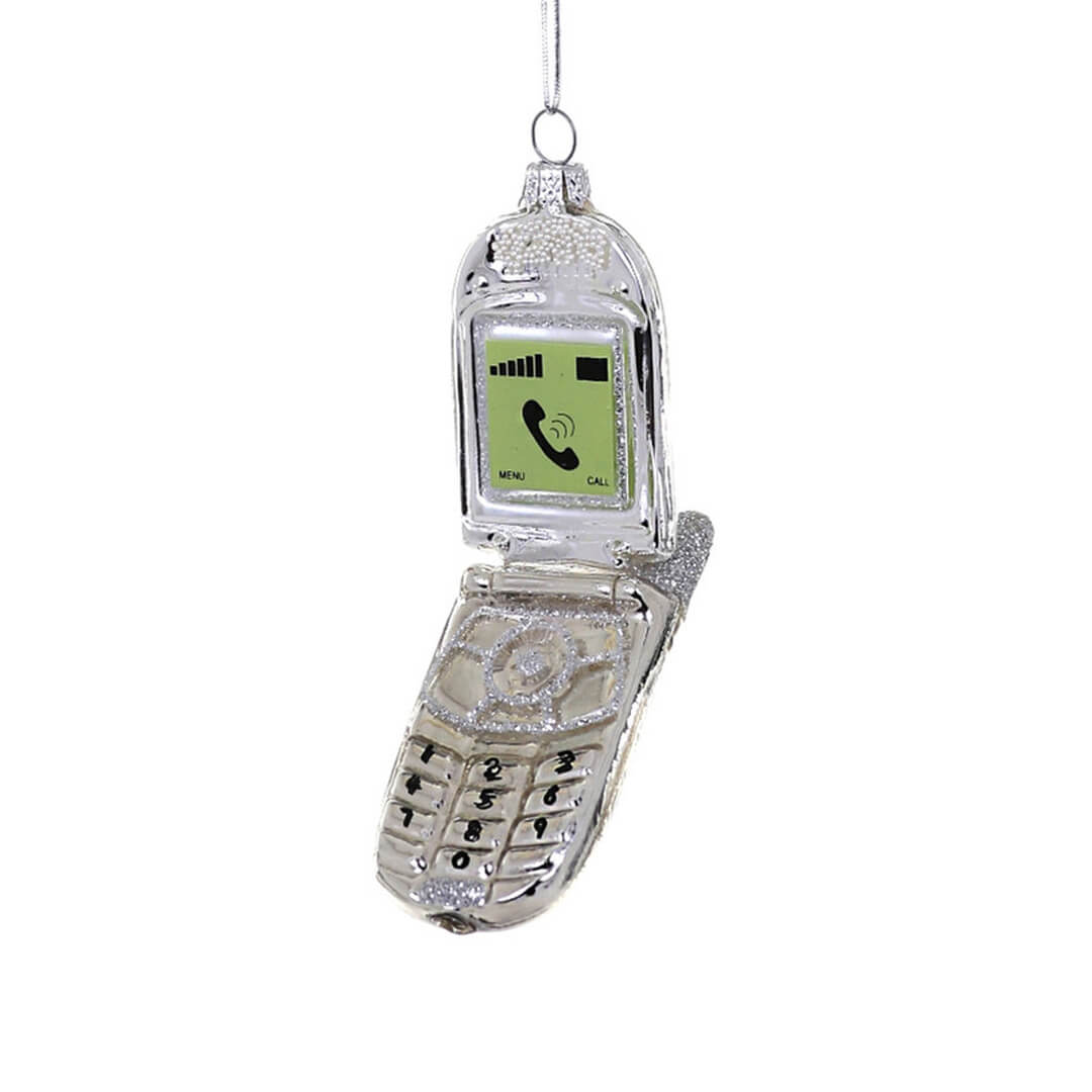 Flip Phone - Glass Ornament