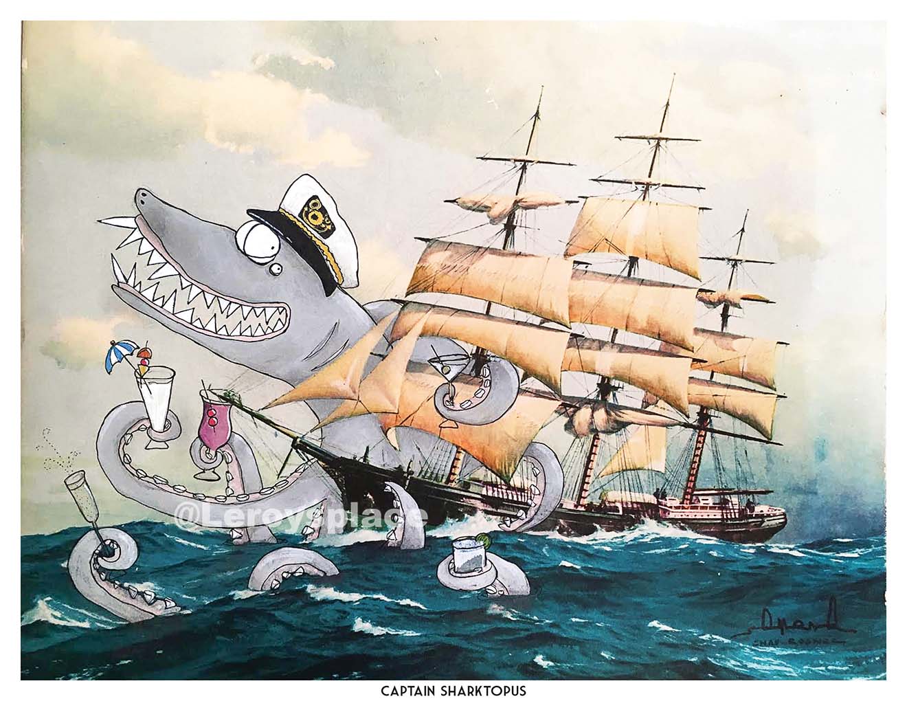 Captain Sharktopus - 8.5 x 11 Art Print | Leroy's Place
