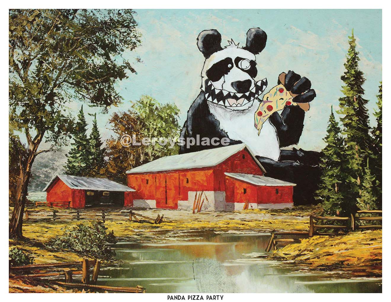 Panda Pizza Party - 8.5 x 11 Art Print | Leroy's Place