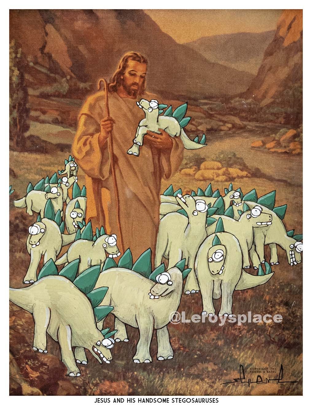 Jesus and His Handsome Stegosauruses - 8.5 x 11 Art Print | Leroy's Pl ...