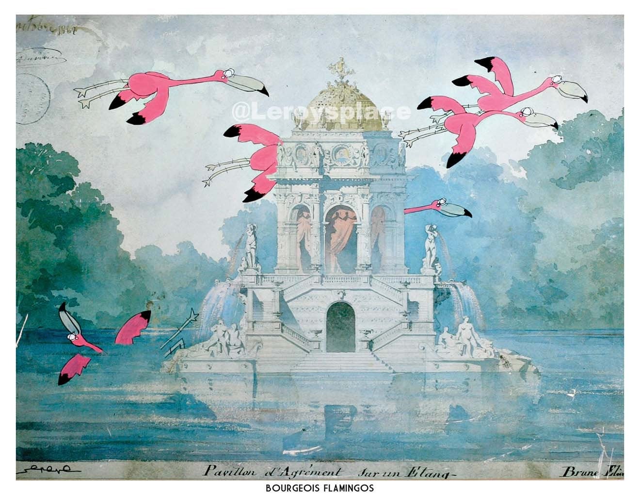 Bourgeois Flamingos - 8.5 x 11 Art Print | Leroy's Place